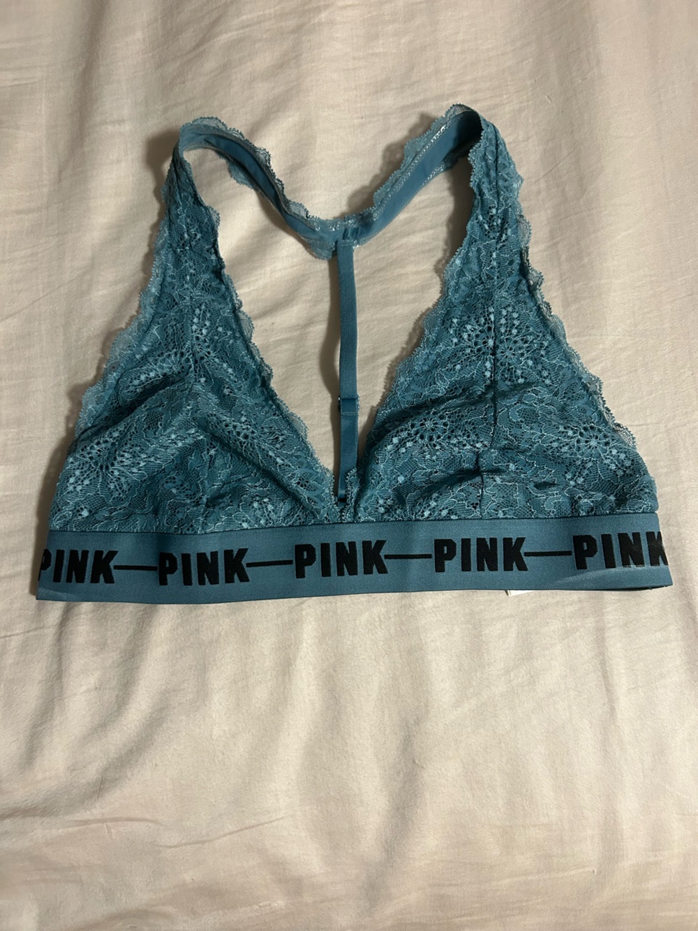PINK Victoria's Secret Teal Lace Triangle Bralette Size L